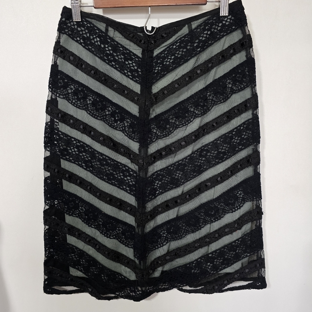 Vintage Y2k 90s Black and Baby Blue Lace Striped Skirt - Picture 5 of 8